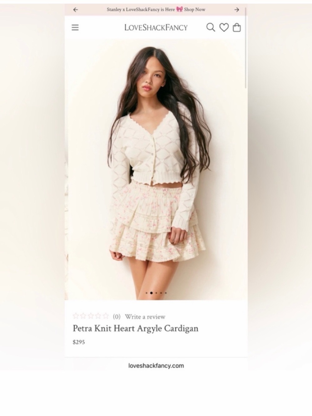 LoveShackFancy Petra Knit Heart Argyle Cardigan